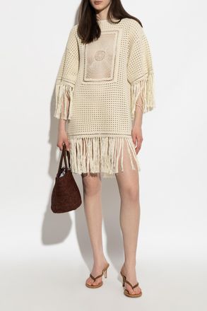 Zimmermann Top With Fringes, Womens, Cream