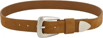 AllSaints Metal Tip Suede Belt in Cognac Brown at Nordstrom, Size X-Small