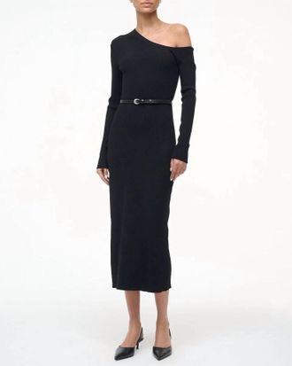 Staud Lois Midi Dress In Black