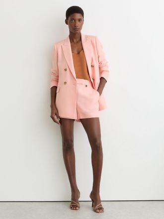 Reiss Pink Mid-rise Tailored Shorts, 10