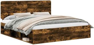 vidaXL Bed Frame Smoked Oak 180 x 200 cm Solid Pine Wood vidaXL