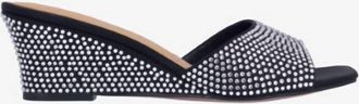 J. Rene&eacute; Womens Coralie Rhinestones Slip On Sandals In Black/clear Satin/stones