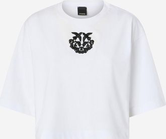 Pinko T Shirt Cropped Di Pinko Con Ricamo Uccellini