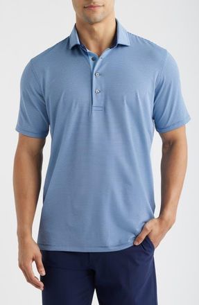 Greyson Saranac Stripe Performance Golf Polo in Falcon /Wolf Blue at Nordstrom, Size Xx-Large