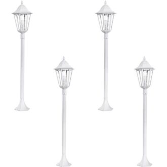 Loops 4 PACK IP44 Outdoor Bollard Light White Aluminium Lantern 60W E27 Tall Lamp Post