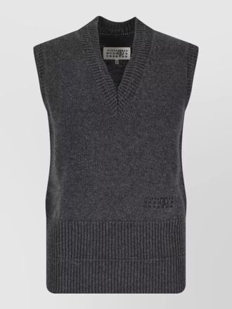 Maison Margiela ribbed hem sleeveless v neck top