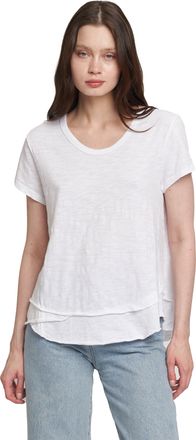 Wilt Short Sleeve Mock Layer Raw Hem Tee