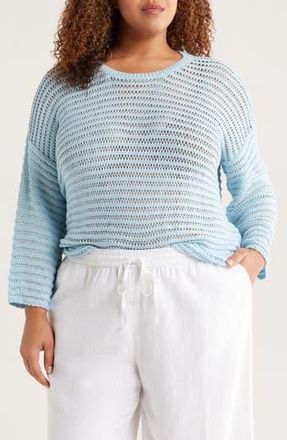 Eileen Fisher Open Stitch Organic Cotton Sweater in Pale Sky at Nordstrom Rack, Size 3X