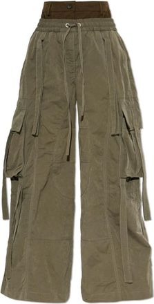 Dolce & Gabbana Cargo Broek met Trekkoord - Dames - Wijde Broeken - Groen - S - Katoen - Broeken