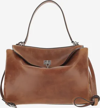 Balenciaga Womens Shoulder Bag Rodeo Brown Lambskin Leather