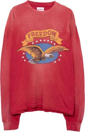 Bows & Arrows Freedom gerafeld T-shirt met lange mouwen - Rood