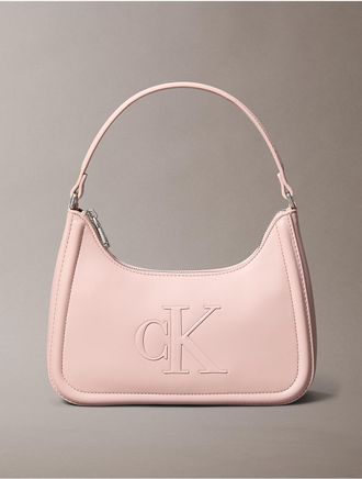 Calvin Klein Womens Embossed Monogram Shoulder Bag - Pink