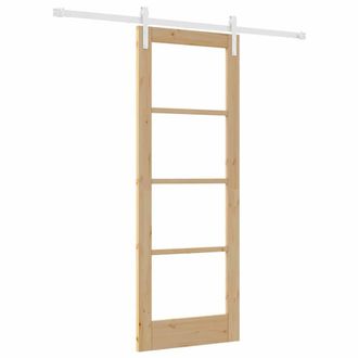 Berkfield Home Sliding Door with Hardware Set ORKDAL Solid Wood & Glass in Beige
