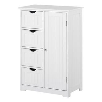 Kleankin Kleankin - Armario Auxiliar De Ba&ntilde;o Mueble Para Ba&ntilde;o Con Puerta 4 Cajones Y Estante Ajustable Para Cocina Sal&oacute;n 56x30x83 Cm