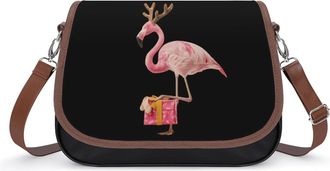 Generic Flamingo Christmas Small Womens Crossbody Bags Shoulder Handbag with Adjustable Strap for Travel