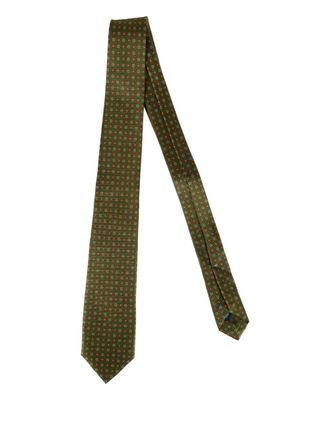 Errico Formicola Cravatta in seta con motivo geometrico - Verde