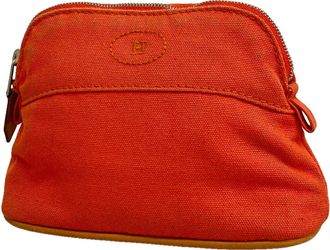 Herm&egrave;s Orange Canvas Pouch (Pre-Owned)