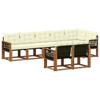 vidaXL Conjunto De Sof&aacute;s De Exterior Con Coj&iacute;n 8 Pcs Natural Y Crema Vidaxl