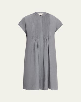 Lafayette 148 New York Ruched Pintuck Linen Dress