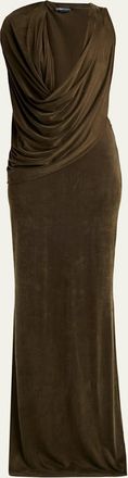 Tom Ford Plunging Cowl-Neck Sleeveless Maxi Dress