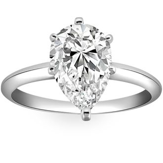 Pompeii3 3CT Platinum Pear Shaped Diamond 6-Prong Solitaire Engagement Ring Lab Grown