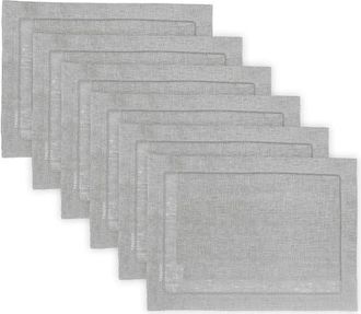 Solino Home Linen Placemats Set of 4, 14 x 19 Inch for Dining Table, Holiday and Everyday Table Decor - Classic Hemstitch in Soft Grey at Nordstrom