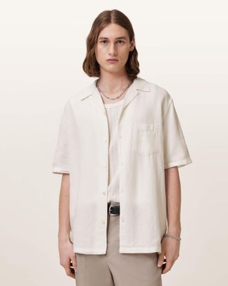 AllSaints Linen/Viscose Veda Short Sleeve Shirt, Size: S