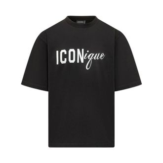 Dsquared2 T-Shirts, male, Black, Size: 2XL Iconique Loose Fit T-Shirt