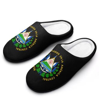 Generic Coats of Arms of El Salvadors Funny Mens Slippers Cotton Warm House Shoes Memory Foam Sandals Print Size 7-14