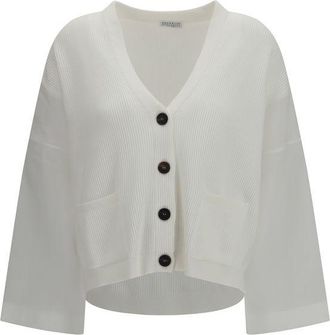 Brunello Cucinelli White Cotton Womens Cardigan