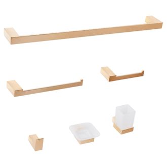 Beliani Beliani - Conjunto De 6 Accesorios De Ba&ntilde;o Minimalista De Aluminio Con Vaso Y Jabonera Dorado Tumaco