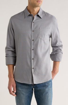 Vince Genesse Plaid Button-Up Shirt in Steel Blue Combo at Nordstrom, Size Xx-Large