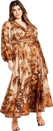 City Chic Womens Citychic Plus Size Maxi Maddie Wrap Dress, Swept Away, 16