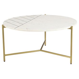 Miliboo Miliboo - Mesa De Centro Redonda En M&aacute;rmol Blanco Sillon