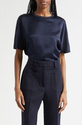 Reiss Lena Silk Crewneck Top in Navy at Nordstrom, Size 14