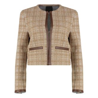 Pinko Tweed Jackets, female, Beige, Size: XS Finale Tweed jacket