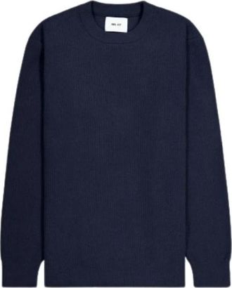 Nn.07 Ribgebreide Pullover met Ronde Hals - Heren - Ronde hals truien - Blauw - S - Polyester - Truien & Vesten