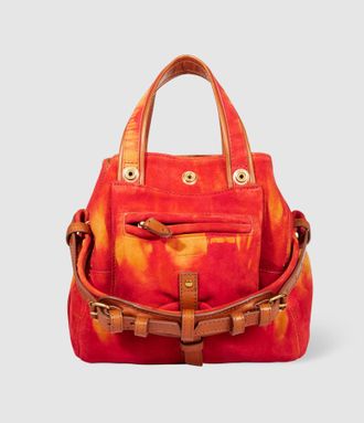 Jerome Dreyfuss Sac Billy Nano Cuir Su&eacute;d&eacute; Tie dye Orange