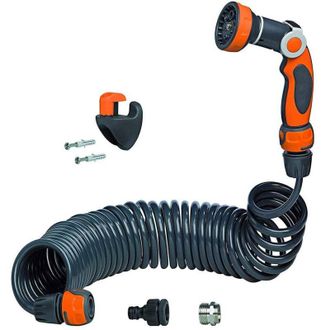 Trade Shop Trade Shop Traesio - Tubo Estensibile Da Giardino Terrazzo Pompa Spirale 10mt Con Pistola Irrigazione