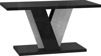 Mirjan24 Mesa De Centro Goodyear 128, Negro Brillante + Hormig&oacute;n, 60x70x110cm, Di&aacute;metro: 0, Aglomerado Laminado, Angular