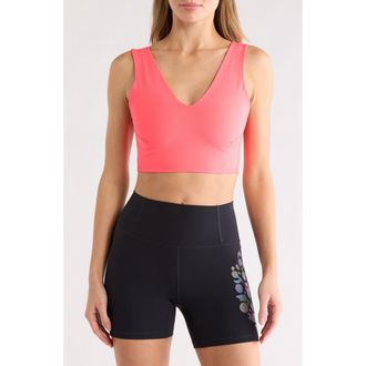 Free People FP Movement Never Better Crop V-Neck Tank in Neon Coral at Nordstrom Rack, Size Small