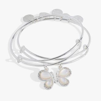 Alex and Ani Perfect Pairs- Butterfly Wings Bangle Set of 2 in Silver at Nordstrom
