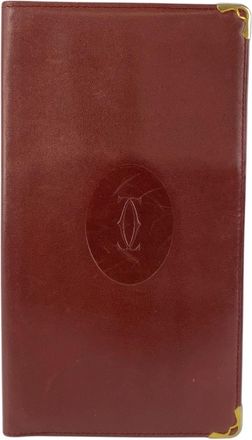 Cartier Wine Red Leather Long Wallet (Bi-Fold) (Pre-Owned)