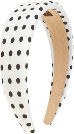 Tasha Wide Polka Dot Headband in White at Nordstrom