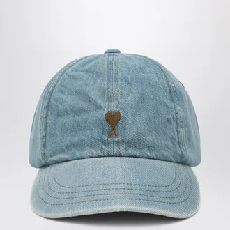 Ami Cappellino Ami de Caur blu in denim di cotone
