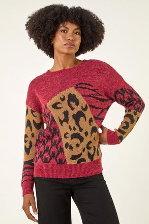 Roman Colour Block Abstract Knit Jumper