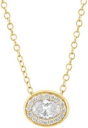 Effy 14K Gold Plated Sterling Silver Lab Grown Diamond Oval Pendant Necklace at Nordstrom Rack, Size 18