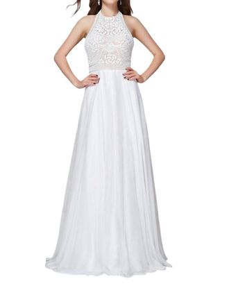 Angela & Alison Full Tulle Prom Dress In Ivory