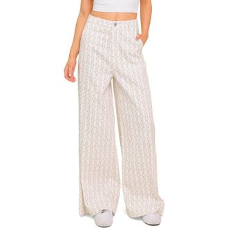 Flying Tomato Floral Wide Leg Pants in Ivory at Nordstrom Rack, Size Medium