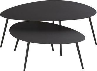 Maisons du monde Set de 2 mesas de jardín apilables de acero negro